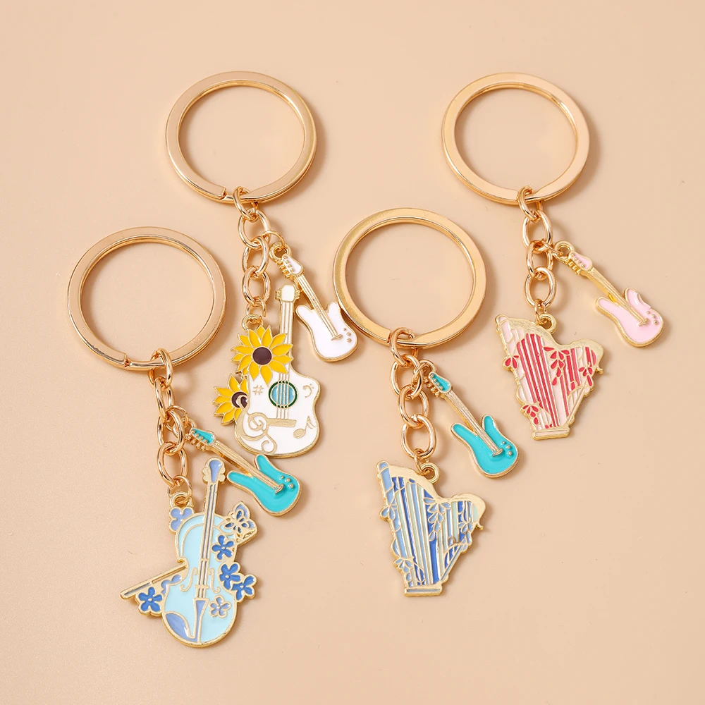 Neuer Musikinstrument-Schlüsselanhänger Violine Schlüsselring Anhänger für Frauen Mädchen Handtaschen-Deko DIY Handgemachter Schlüsselanhänger Geschenke – Detail 16