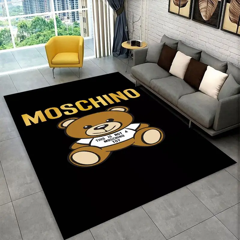 Classic M-Moschino Cartoon Bear Non-Slip Area Rug for Living Room,Bedroom,Playroom,Soft Carpet Floor Mat Home Decor Rug Kid Room