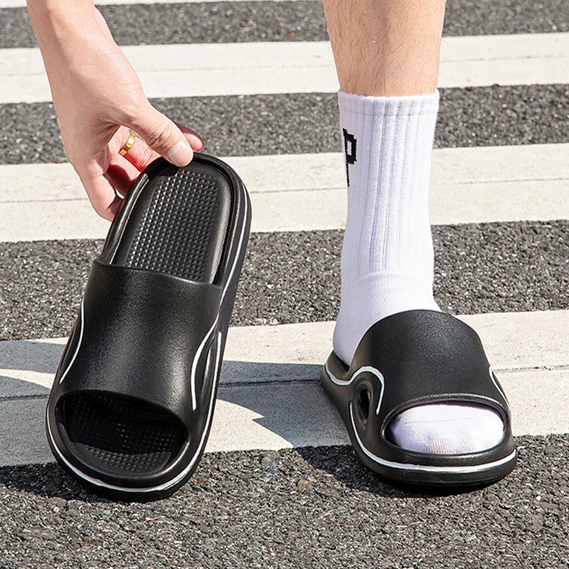 Women's Home Slippers Open Toe Quick Drying Shoes Indoor Outdoor Pillow Slides Soft Solid Color Non Slip Bath Men Flip Flops image 3
