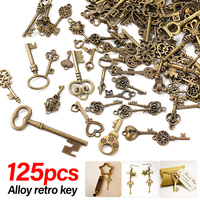 40/125pcs Vintage Skeleton Keys Antique Bronze Keys Retro Pendant Necklace Fancy Decor DIY Jewelry Necklace Craft Gifts