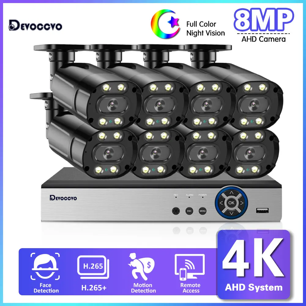 

AHD CCTV Camera Security System Kit 4K 8CH DVR Kit Outdoor Color Night Vision BNC Camera Video Surveillance System 8 Channel 4CH