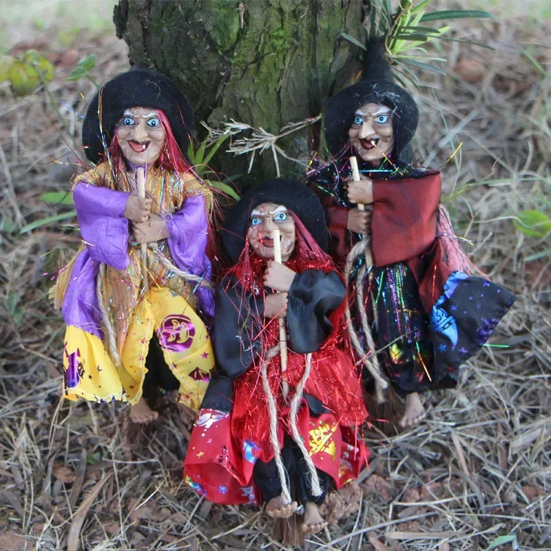 Halloween Hanging Witch Decoration Flying Witches Horror Witch Figurine Halloween Haunted House Hanging Props Party Decor