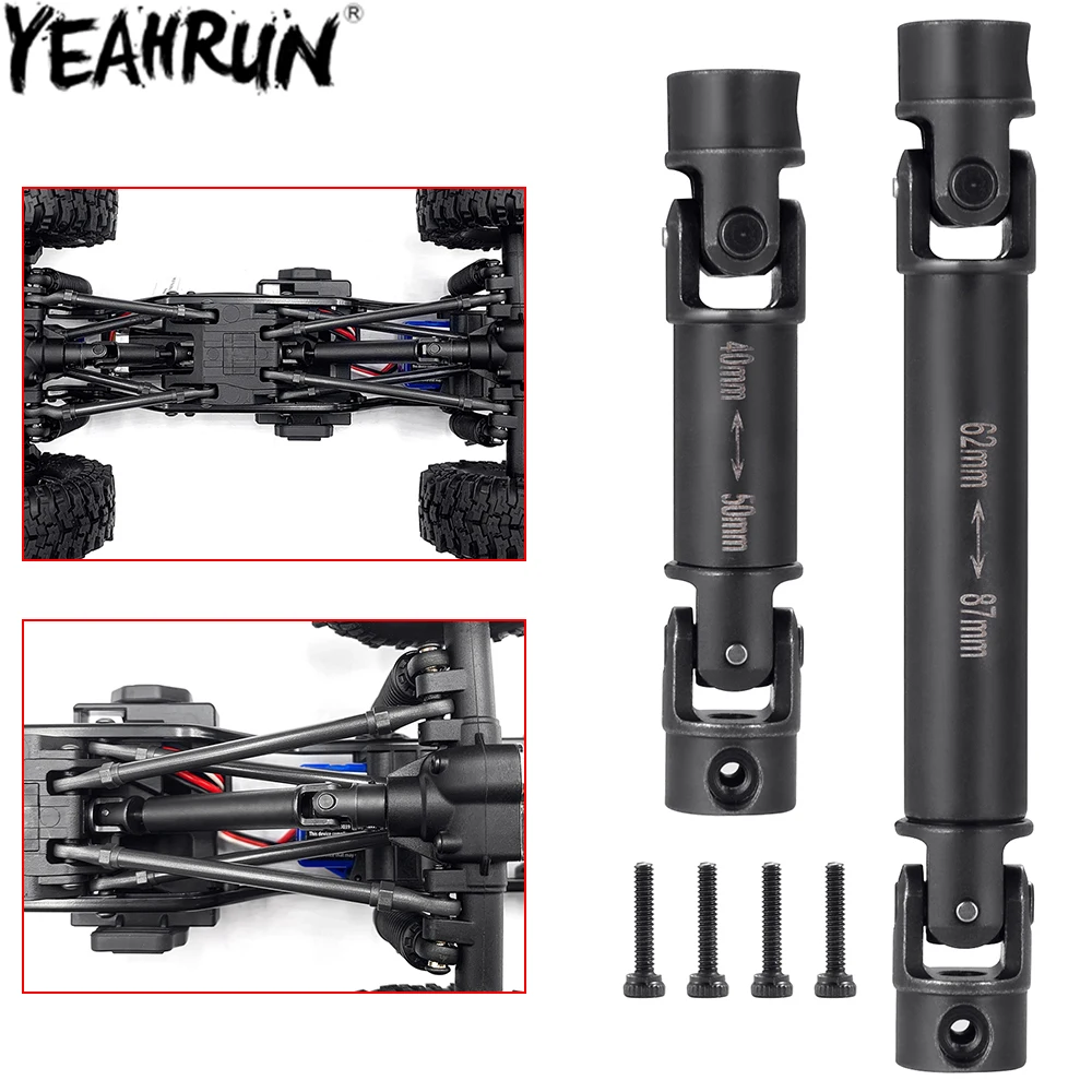 YEAHRUN Steel CVD Drive Shafts Chassis Center Driveshaft for 1/18 RC Crawler Car TRX4M K10 F150 High Trail Upgrade Parts
