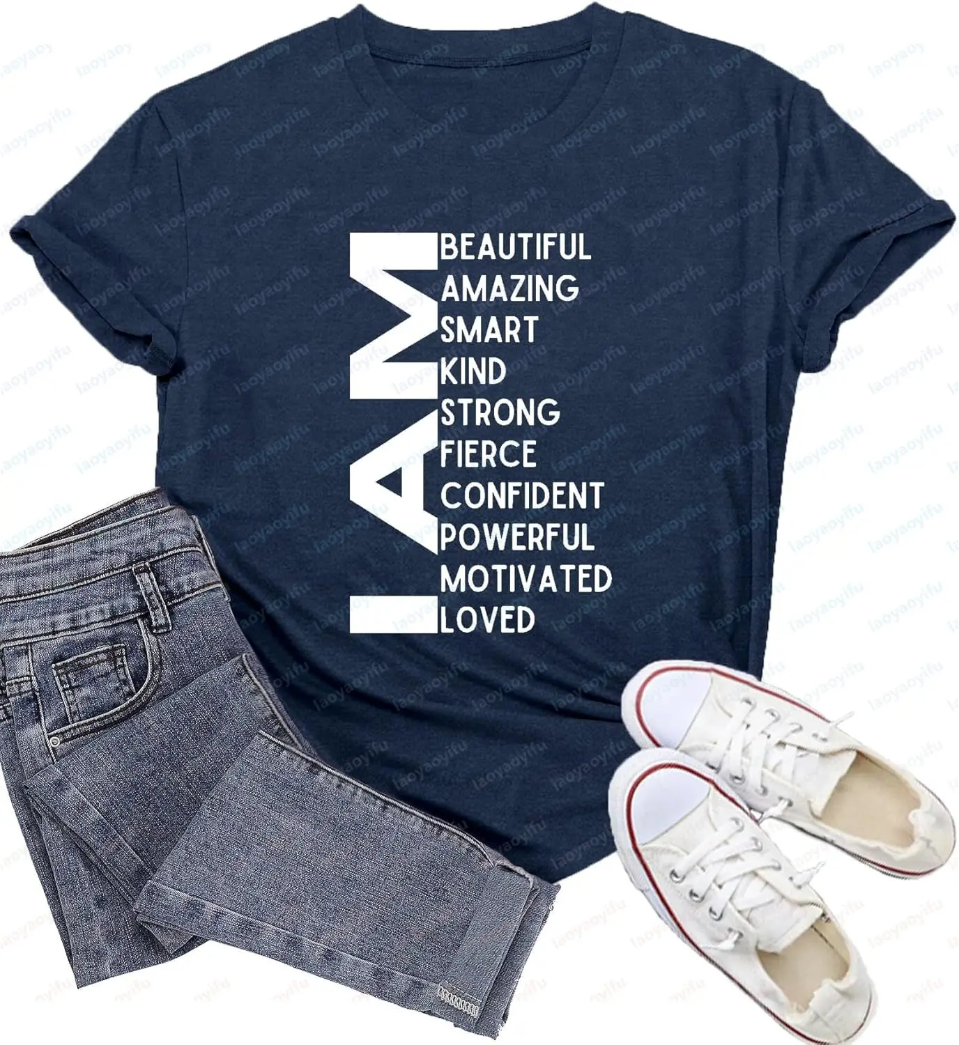 Fashion Summer Short Sleeve T-Shirt I Am Beautiful Inspirational Print Casual Trendy Motivational Tees Soft Daily Top For Ladies