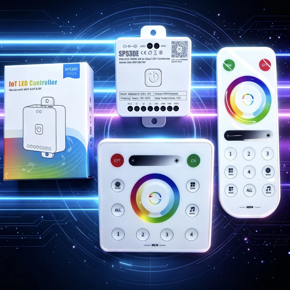 WifF BT Led Controller SP530E SPI+RF ALL-in-1 5CH PWM 5050 RGB RGBW RGBCCT WS2811 COB PWM Remote Control For Alexa Google Home