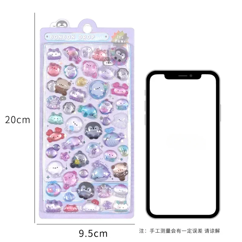 1 pc 3D Relief Stickers Scrapbooking Creative Candy Ghost Rabbit Drop Diy Diary Stationery Sticker Decor Cute Aesthetic Stickers