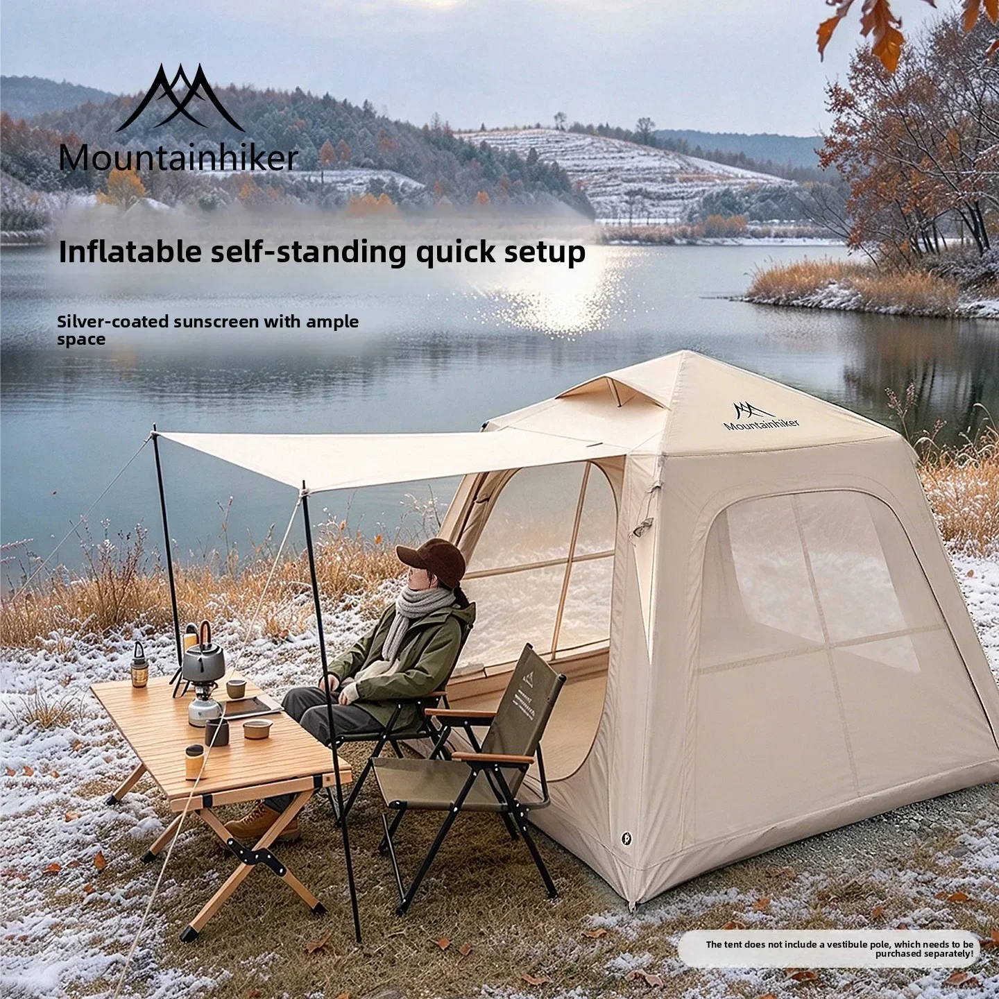 Mountainhiker Camping Inflatable Shelter, Self-standing & Quick Setup, Silver Coated Sunscreen, for Outdoor Beach Picnic