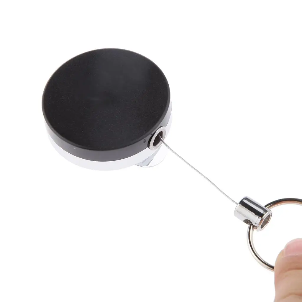 5-6pack Retractable Chain Steel Recoil Key Ring Belt w/ Clip ID Holder Silver