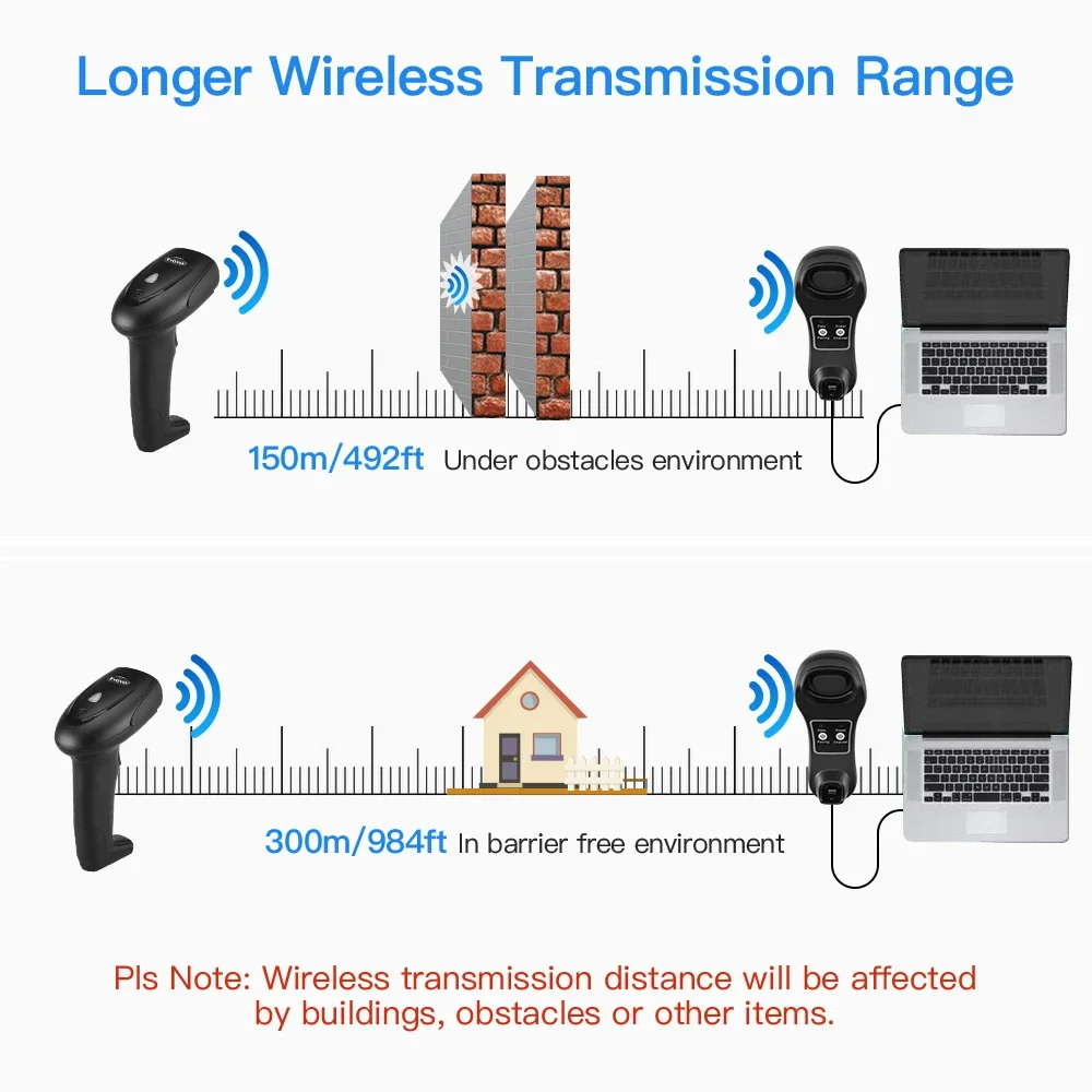 Eyoyo EY-6900D 1D Handheld Wireless Barcode Scanner Reader USB Cradle Receiver Charging Base Bar Code Scan Portable Scanning