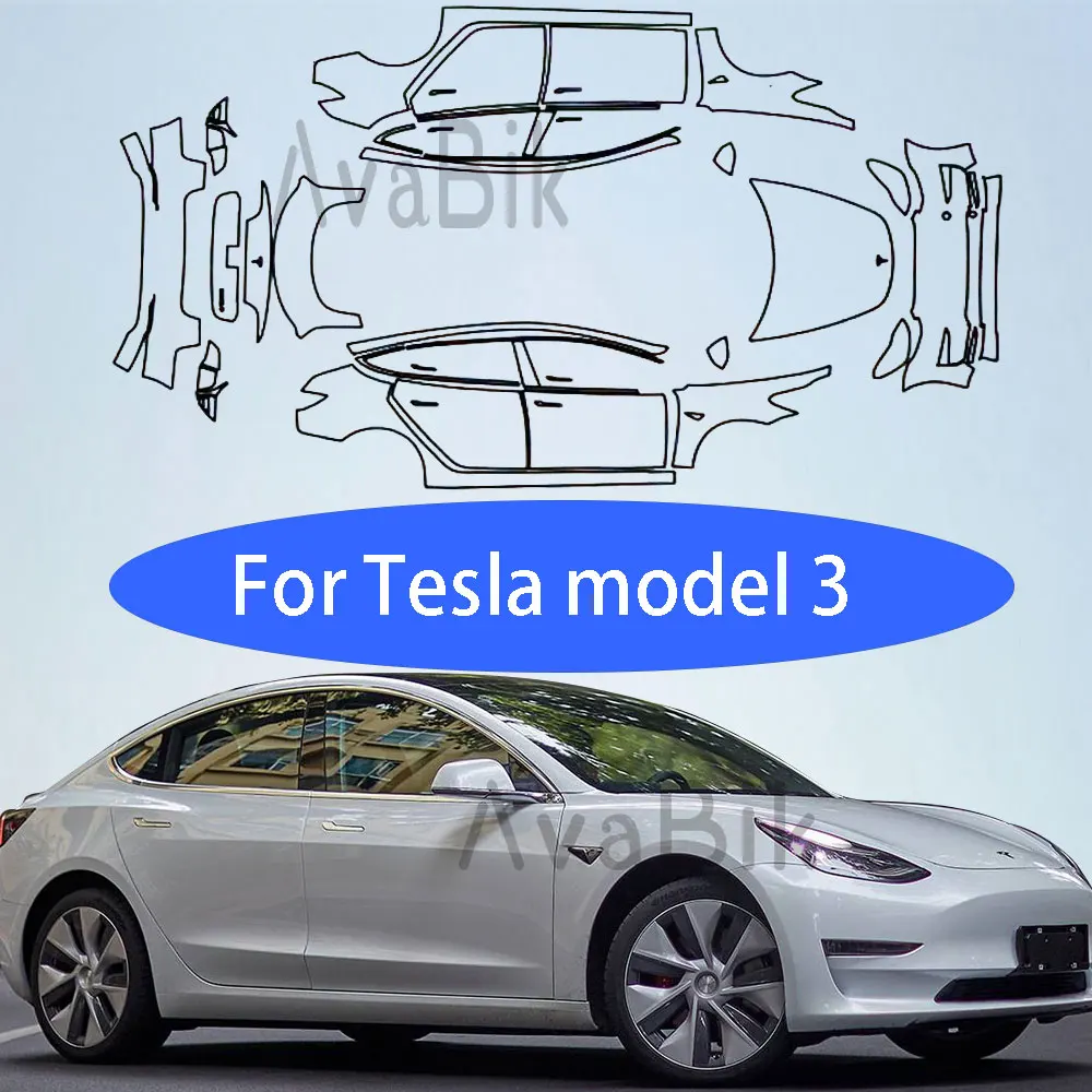 TPU Pre-cutting Scratch Resistant Car Paint Protection Film For Tesla Model 3 2019 2020 2021 2022 2023 PPF Clear Car Sticker Kit