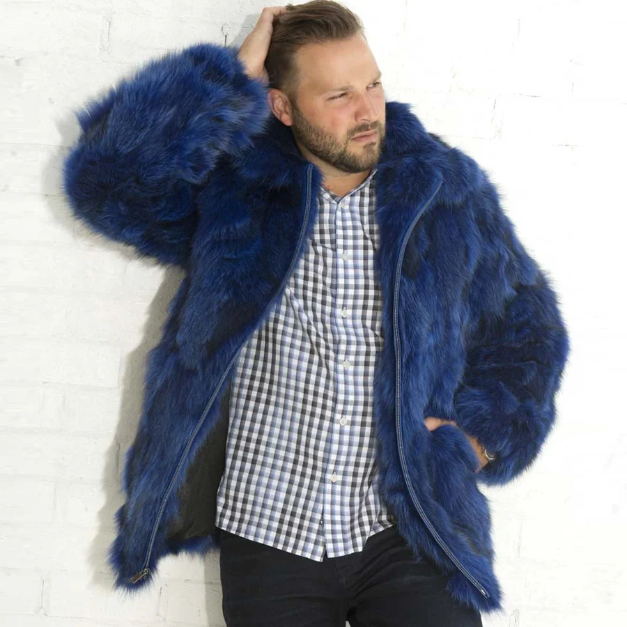 Natural Fox Fur Jacket Real Fur Coats Mens Winter Jackets Luxury Bomber Jacket Warm Best Selling