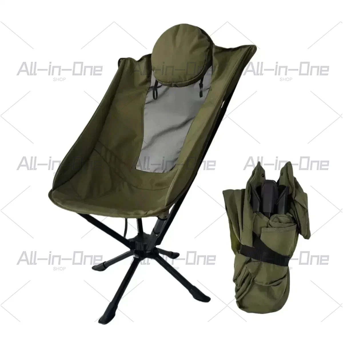 Outdoor High Back Rotating Installation-Free Folding Umbrella Chair Lightweight Aluminum Alloy Fishing  Chair with Pillow