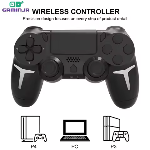 GAMINJA 6 축 자이로 스코프 터치 패드가있는 이중 진동 PS4 PS3 콘솔 컴퓨터 PC 용 무선 게임 패드 블루투스 컨트롤러
