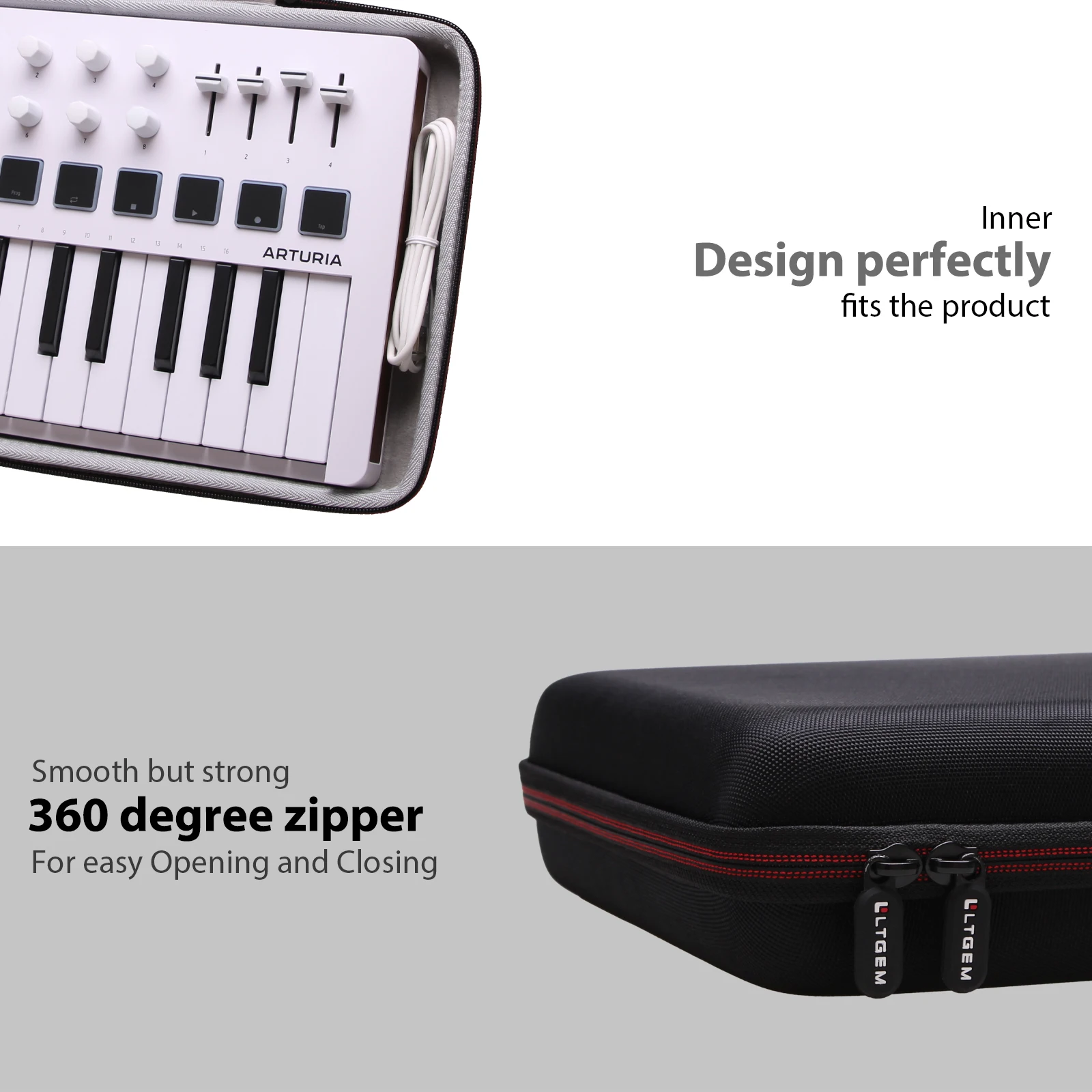 LTGEM Controller Case for Arturia MiniLab 3 Mini Hybrid Keyboard Controller - Hard Storage Travel Protective Carrying Bag