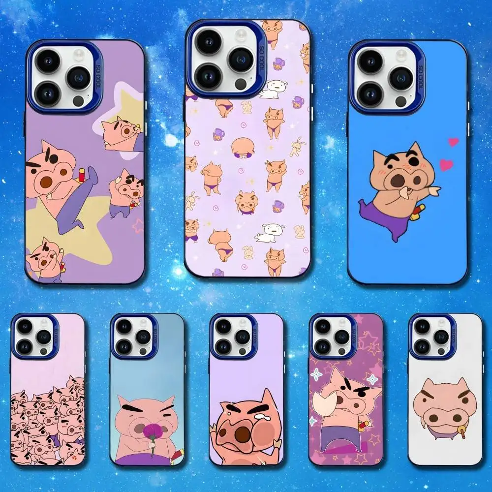 

Pig B-BURIBURIZAEMON Ctue Phone Case For iPhone 11,12,14,13,15,16,Mini,XS,MAX,Pro,SE Blue Matte Silicone Cover
