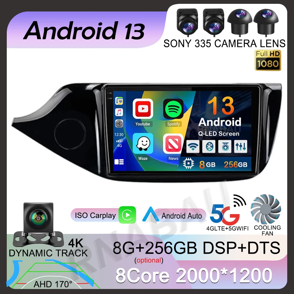 

Android 13 Carplay Auto Car Radio For Kia Ceed Cee'd 2 JD 2012-2018 Navigation GPS Multimidia Video Player Audio Head Unit Wifi