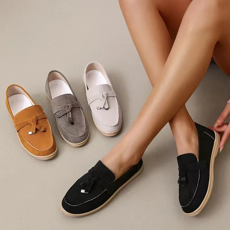 TSTCTB 2022 New Women Flats Shoes Mules Slip-on Big Size Classic Women Casual Shoes Soft Walking Flat Woman Shoes