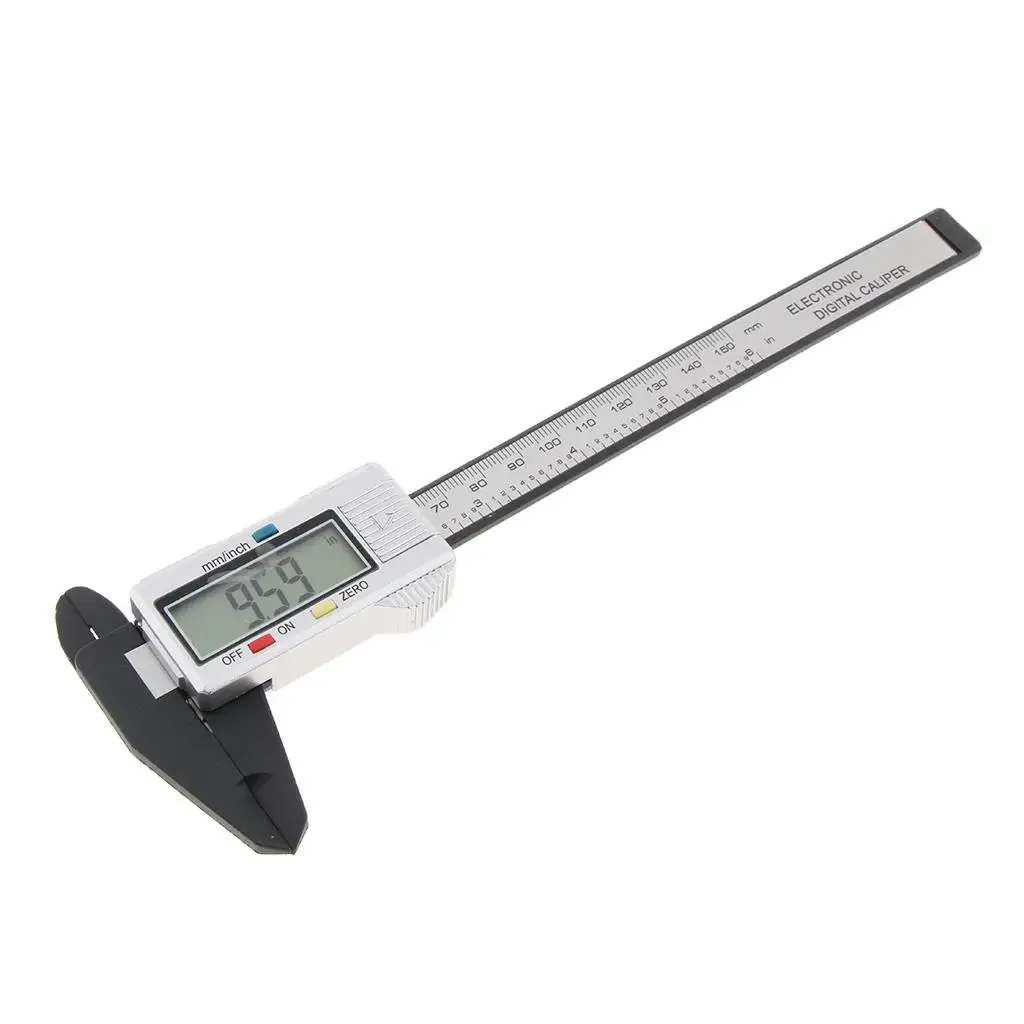 Calibro a corsoio digitale in plastica da 0-150 mm mm/pollici argento, durevole, leggero ed economico