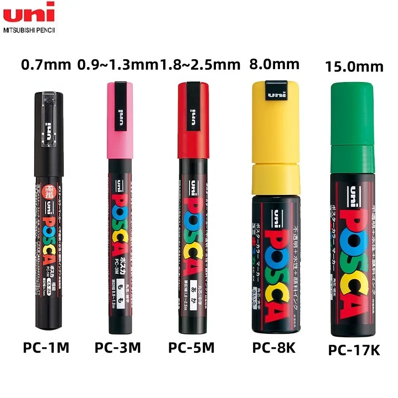 Uni 1PC Plumones Colores Marker Pens 예술용품 Stationery PC-1M PC-3M PC-5M PC-8K PC-17K PX-30 POP Poster Graffiti Paint Rotuladores