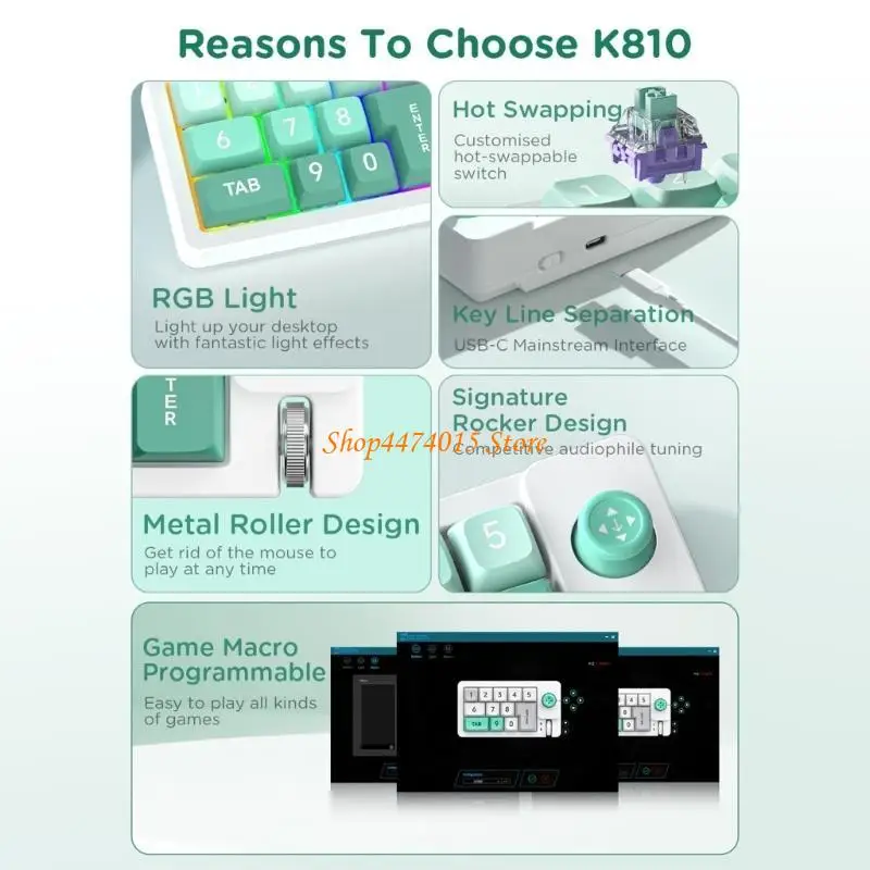 K1AA K810 toetsenbord 12Keys Hot Swappable aanpasbare verlichtingsmechanisch spel Toetsenbord