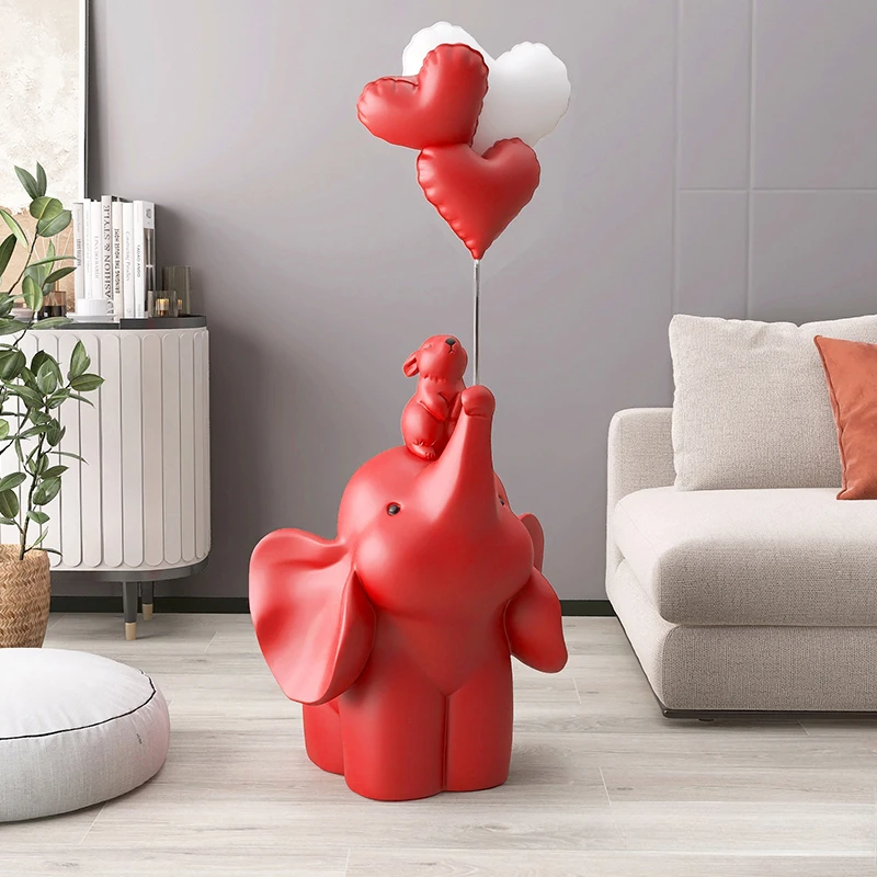 Large Kids Red Toons Miniature Pink Luxury Balloon Resin Funny Living Room Figurine Gifts Cute Aesthetic Adornos Home Decor