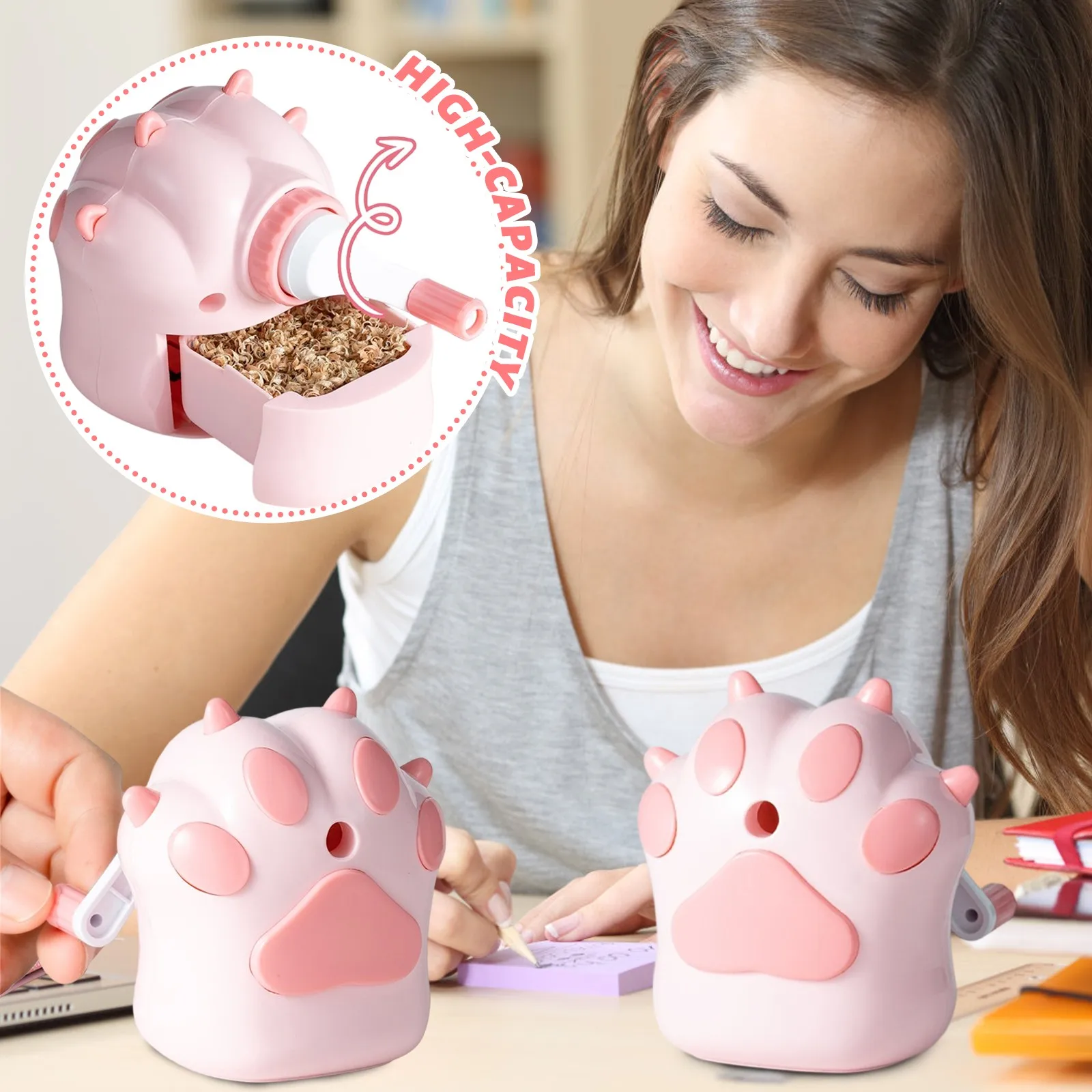

Cute Paw Pencil Sharpener Automatic Electric School Desk Sharpening Tool High Capacity Pencil Sharpener for Kids Home Supplies