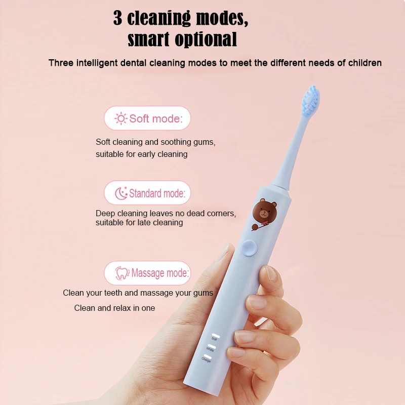 Kids Electric Toothbrush，Rechargeable Childrens Electric Toothbrush with Timer 3 Modes 31000VPM Power for Boys Junior Kids Sonic