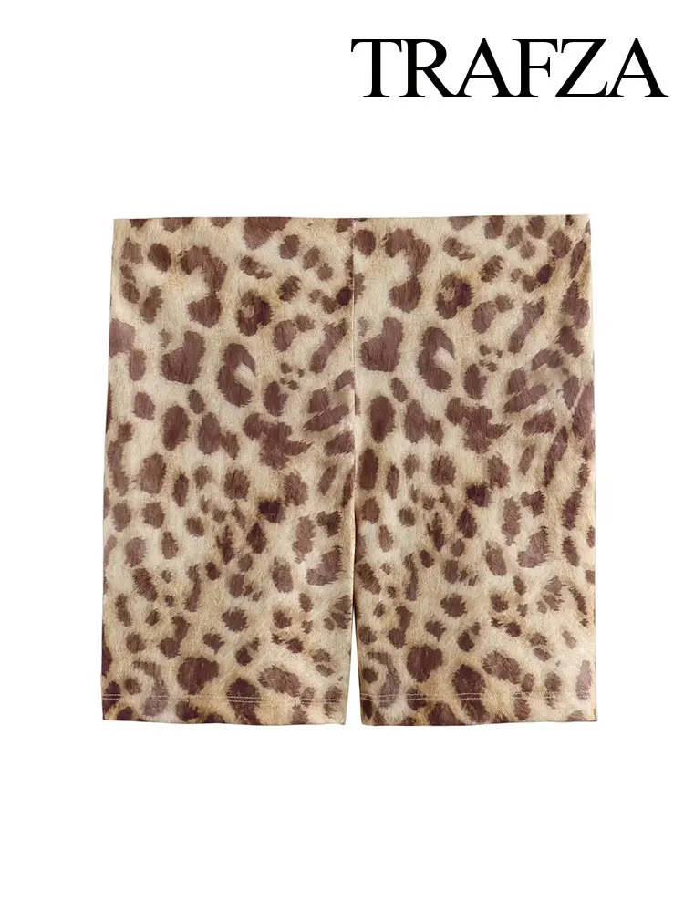 

TRAFZA 2024 Women's Summer Retro Leopard Print Casual Shorts Mid-waist Women's Loose Street Shorts Thin Half Pants Y2K TRAF