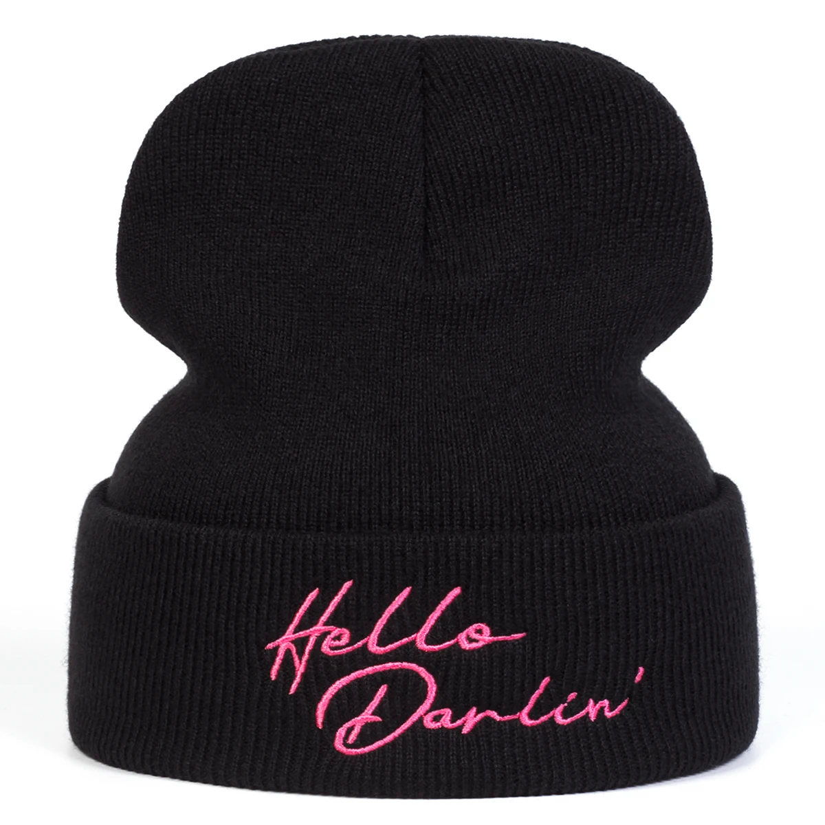 للجنسين مرحبا دارلين إلكتروني التطريز بيني القبعات الخريف والشتاء الدافئة محبوك قبعة الهيب هوب قبعات للنساء الرجال #3