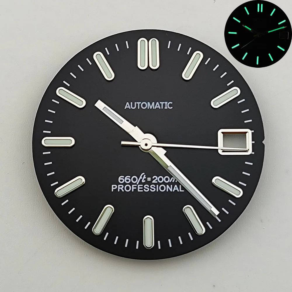 Quadrante meteorite da 28,5 mm quadrante S quadrante luminoso verde adatto per accessori per orologi con movimento NH35 NH36