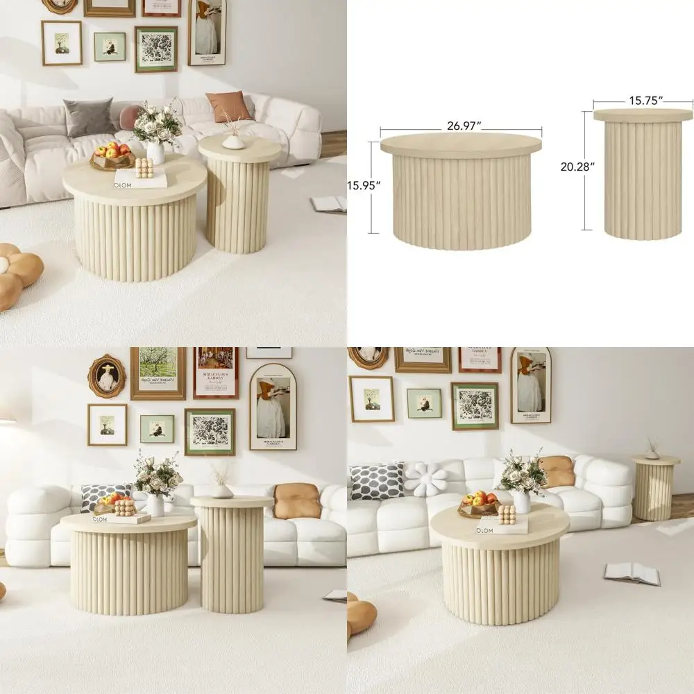 

Contemporary Nesting Coffee and End Table Set for Small Spaces, Ideal for Living Rooms and Apartments