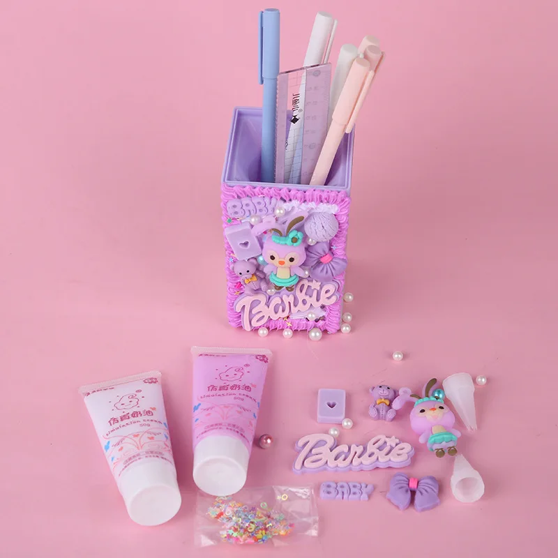 

Cream glue diy pen container material package set net Red Star empty cup cartoon doll diy handmade gifts for boys and girls.
