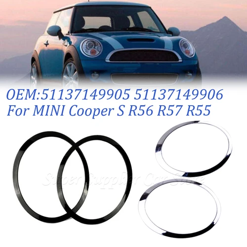 Imagen 2 del producto Cubierta del faro del anillo embellecedor del faro 51137149905   Cromo para MINI Cooper S R56 R57 R55 Clubman 2007 2008 2009 2010 2011 2012-2015