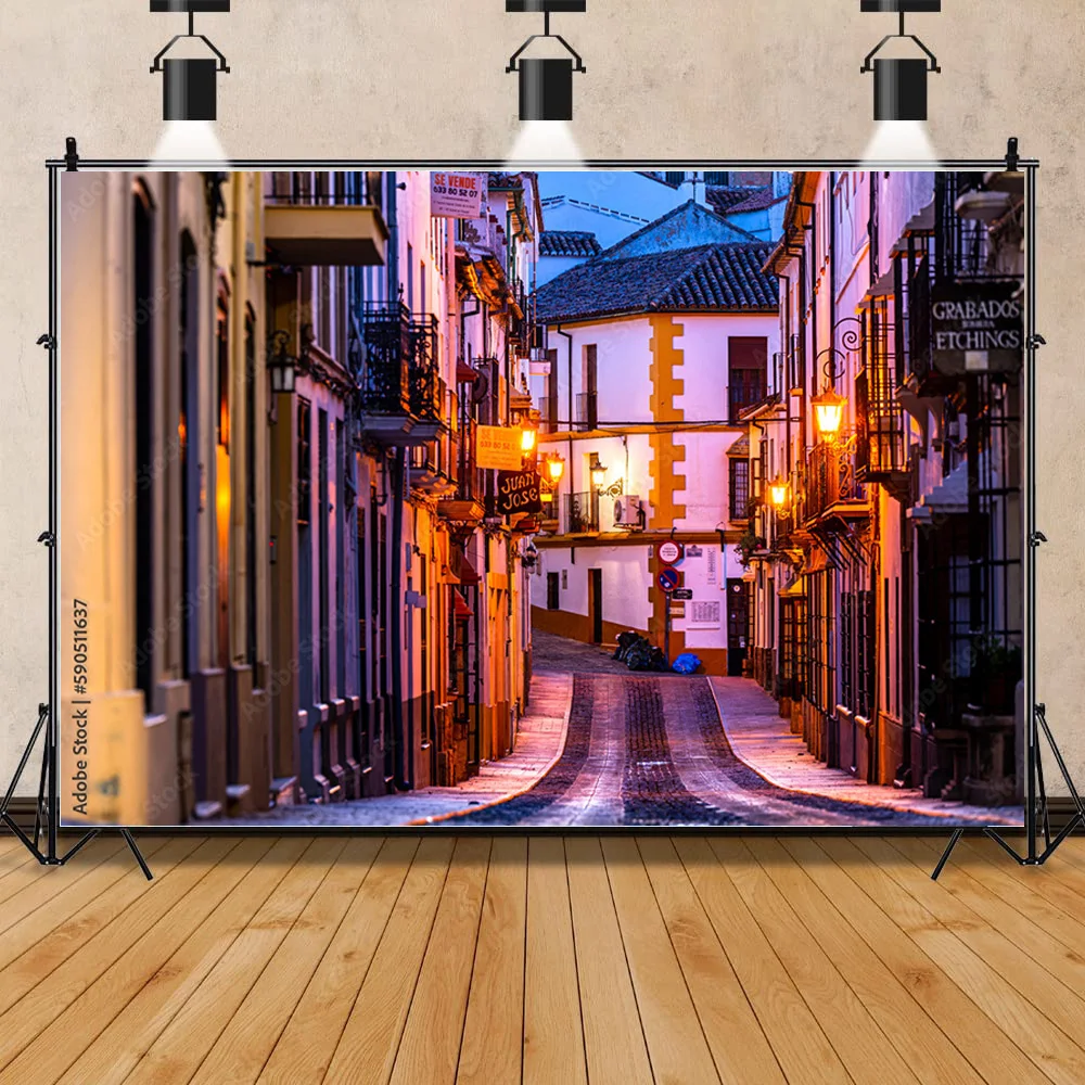 NITREE European Street Building Town Potted Vine Alley Corridor House Scenic Photo Backdrop Photography Background PZ-05