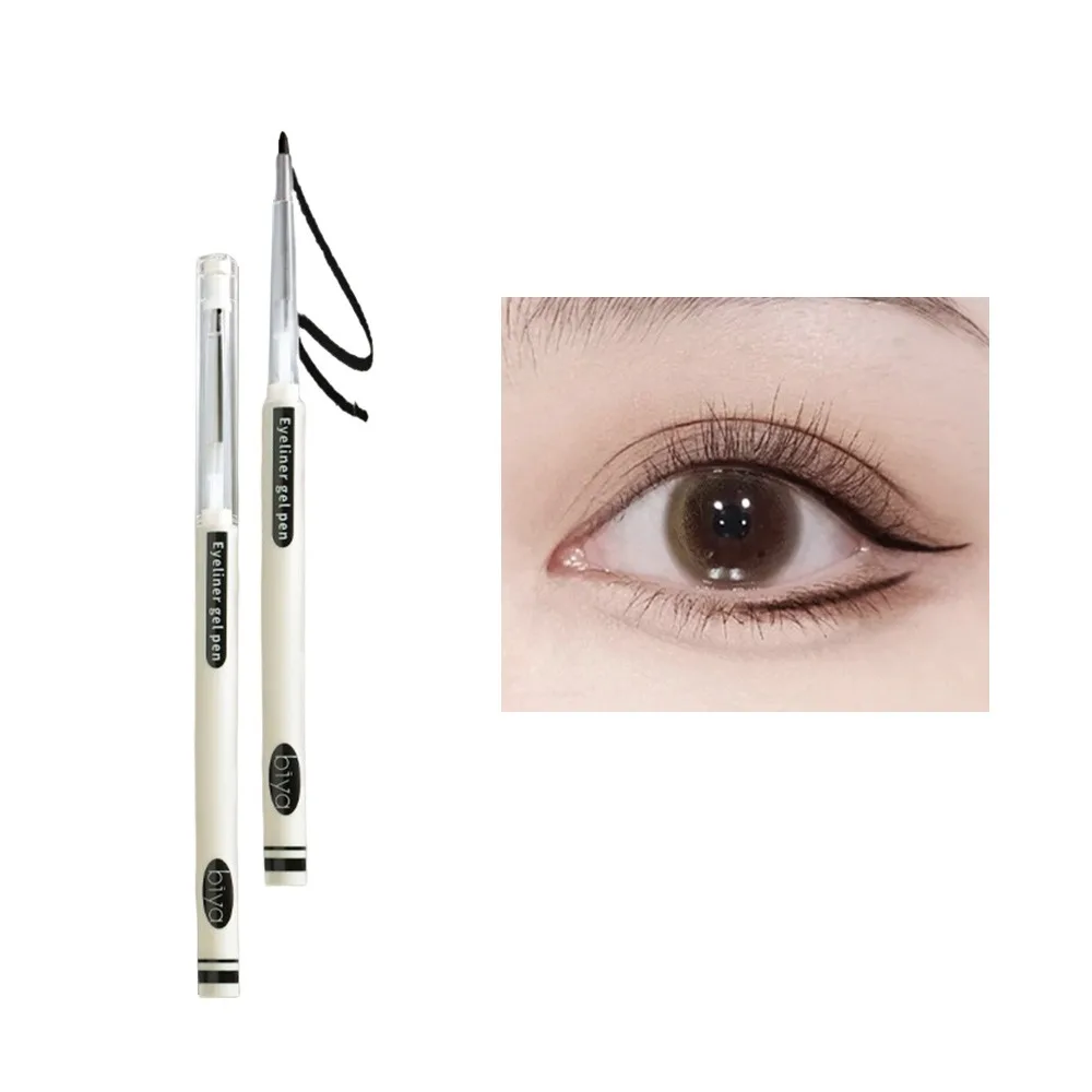 防水、汚れ防止ジェルアイライナーペンシル、長持ち＆高発色、精密な三角形のディテールアイライナーペン
