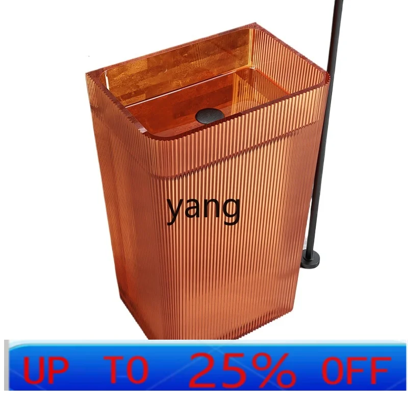 

LMM square transparent resin column basin, colored crystal vertical stripe household hand wash basin