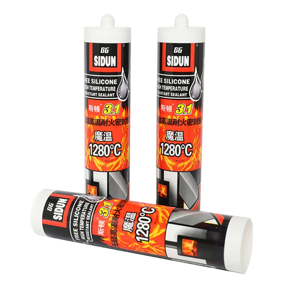 High temperature resistant silicone free sealant 1280℃ flue boiler flame retardant strong glue fire retardant glass glue
