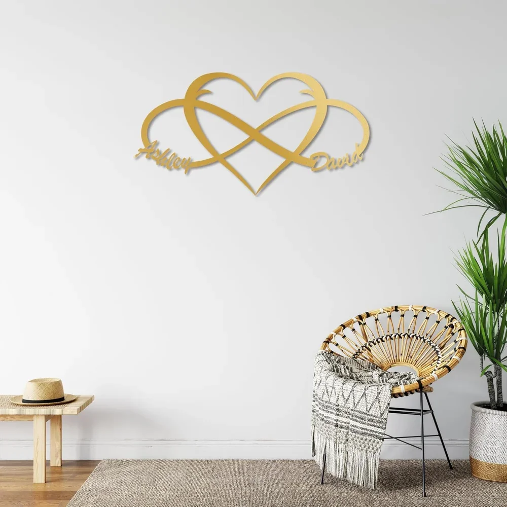 Custom Infinity Sign,Tailored As Anniversary Gifts for Loving Couples.Metal Wall Art with First Names,Ideal Valentines Day Decor