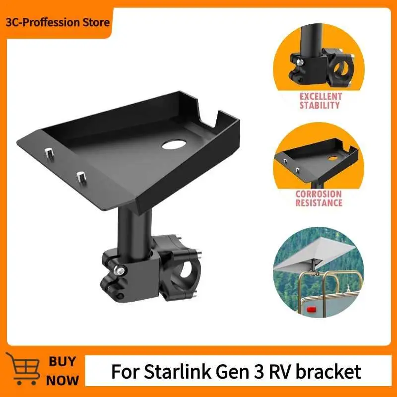 For Starlink Gen 3 Bracket Metal Mount Kit Round Tube Pipe Adapter Installation Bracket For Roof Top Wall Installation