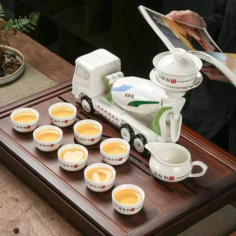 

Full & Semi Automatic Kung Fu Tea Set Creative Engineering Cement Tank Mixer Truck Excavator Lazy Tea Maker Customization