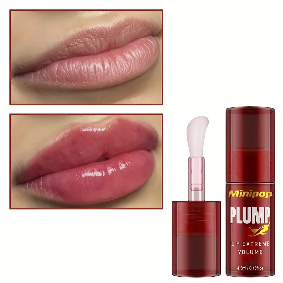 3-Pack of Transparent Lip Glosses for Plump Lips, Moisturizing and Hydrating Chili and Ginger Lip Oils, Slightly Spicy Lip Glosses, a Must-Have Practical Item for Girls, Great Holiday Gift