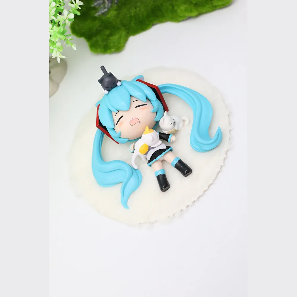 12 センチメートル初音ミク Qversion 睡眠姿勢アニメ手作りアクションフィギュアデスクトップケース装飾飾りギフト