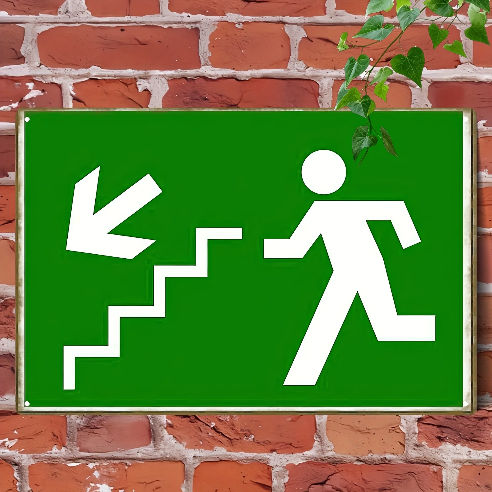 CIFBUY Emergency Exit Running Man Staircase Aluminum Wall Art Waterproof Rustproof Metal Decor for Home Office Bar Club