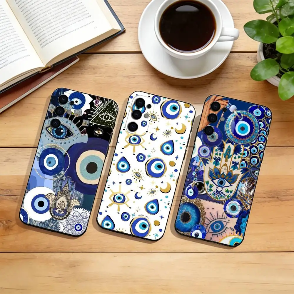 Evil Eye Hamsa Hand Aesthetic  Phone Case For Samsung S25,S24,S21,S22,S23,S30,Ultra,S20,Plus,Fe,Lite,Note,10,Black Cover