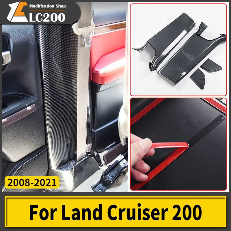 

For Toyota Land Cruiser 200 2008-2021 2020 fiber pattern Car Door B pillar Protection Cover LC200 FJ200 Interior Accessories