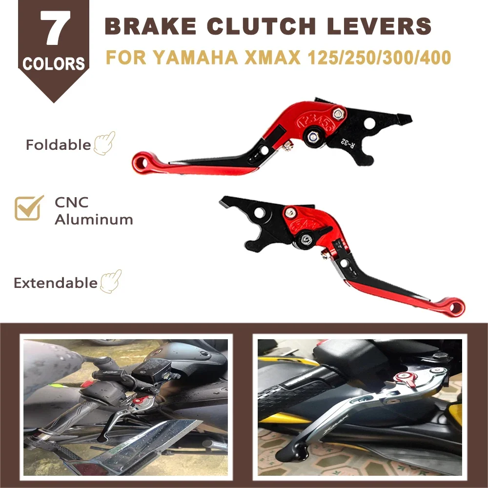 

Motorcycle Folding Brake Clutch Levers Handbar Control Lever Extendable For Yamaha XMAX300 XMAX 300 125 250 400 2014-2023 2024