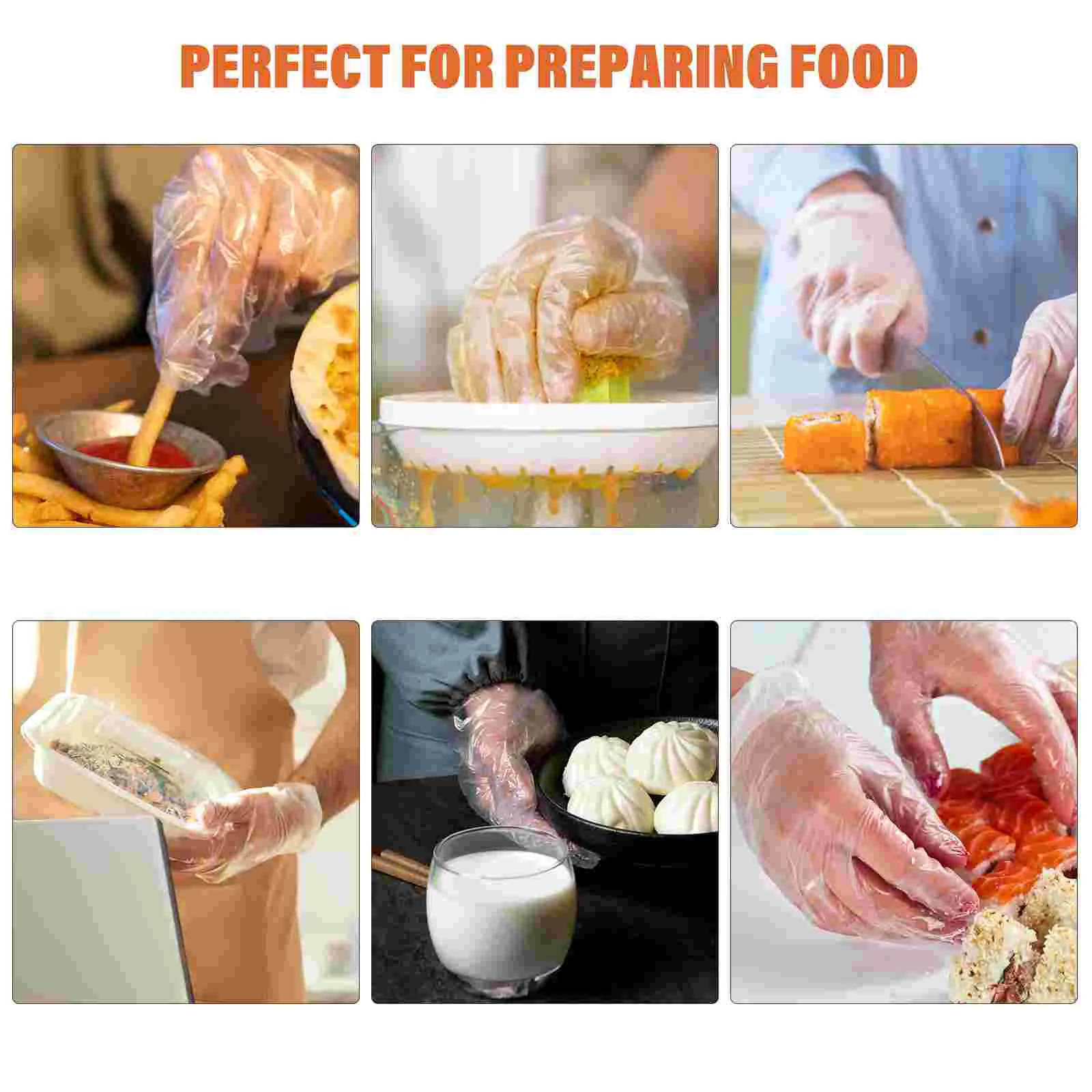 100 Pcs Affordable Disposable Gloves Food Prep Preparation Pe Children Reliable Multiple Jobs Party Dining