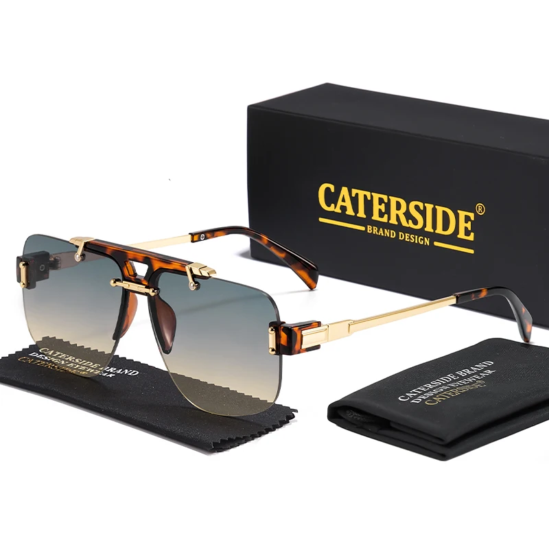 Caterside óculos de sol masculino plano ponte dupla design piloto óculos de sol moda na moda feminina festa decoração óculos uv400