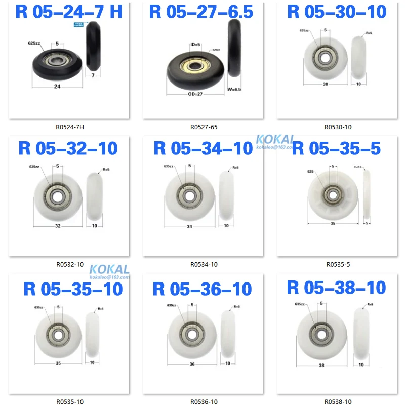 AR-rodamiento de bolas de tipo redondo, alta calidad, recubierto con pom de plástico PA, todo tipo de rodillos deslizantes, polea de rueda DIY,