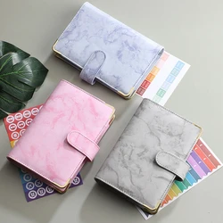 Marbling Binder Budget Planner A6 Notebook Bronzing Covers Folder 6 Hole Binder Pockets Plastic Zipper Money Saving Envelope